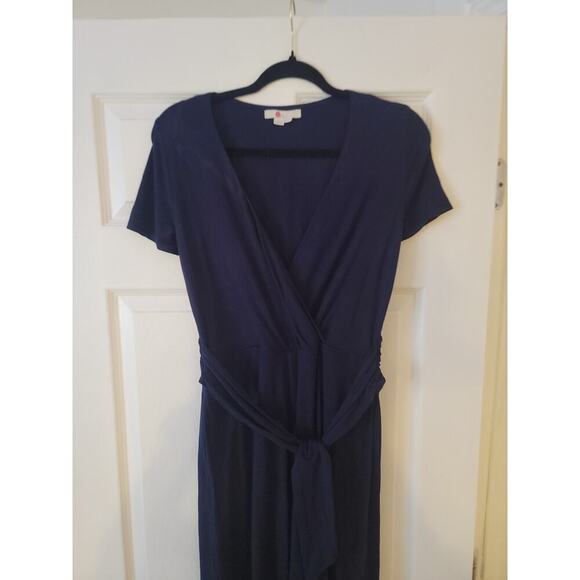 Boden Jumpsuit Womens SZ 4 Crop Wide Leg Stretch Navy Blue Jersey Knit - Picture 3 of 10